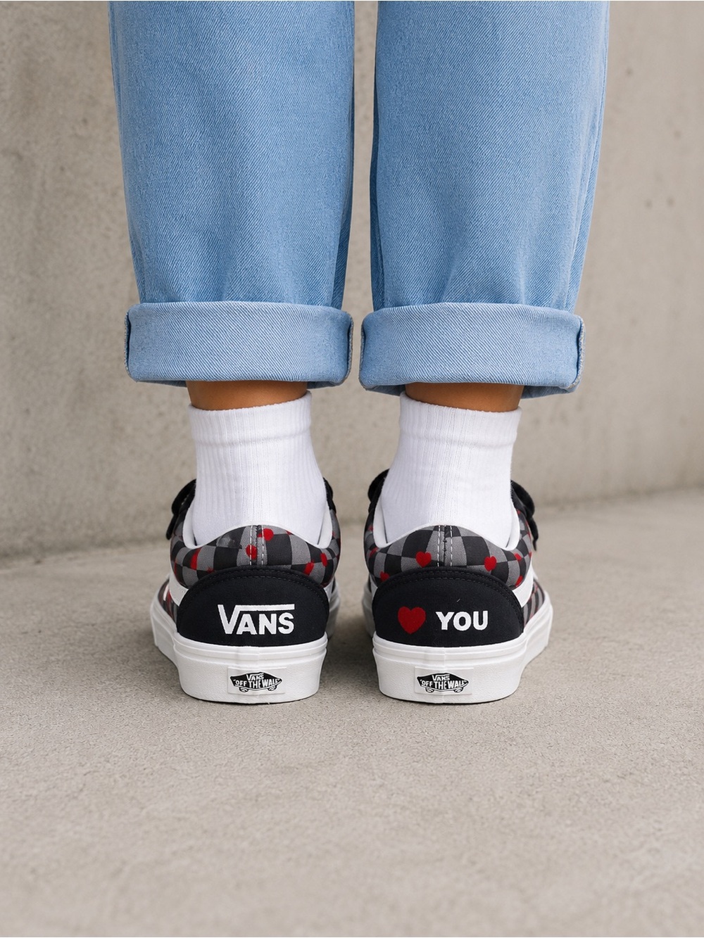 🧩 Vans ComfyCush Old Skool V Autism Velcro "Vans Heart/Asphalt" – Wom 6 Men 4.5